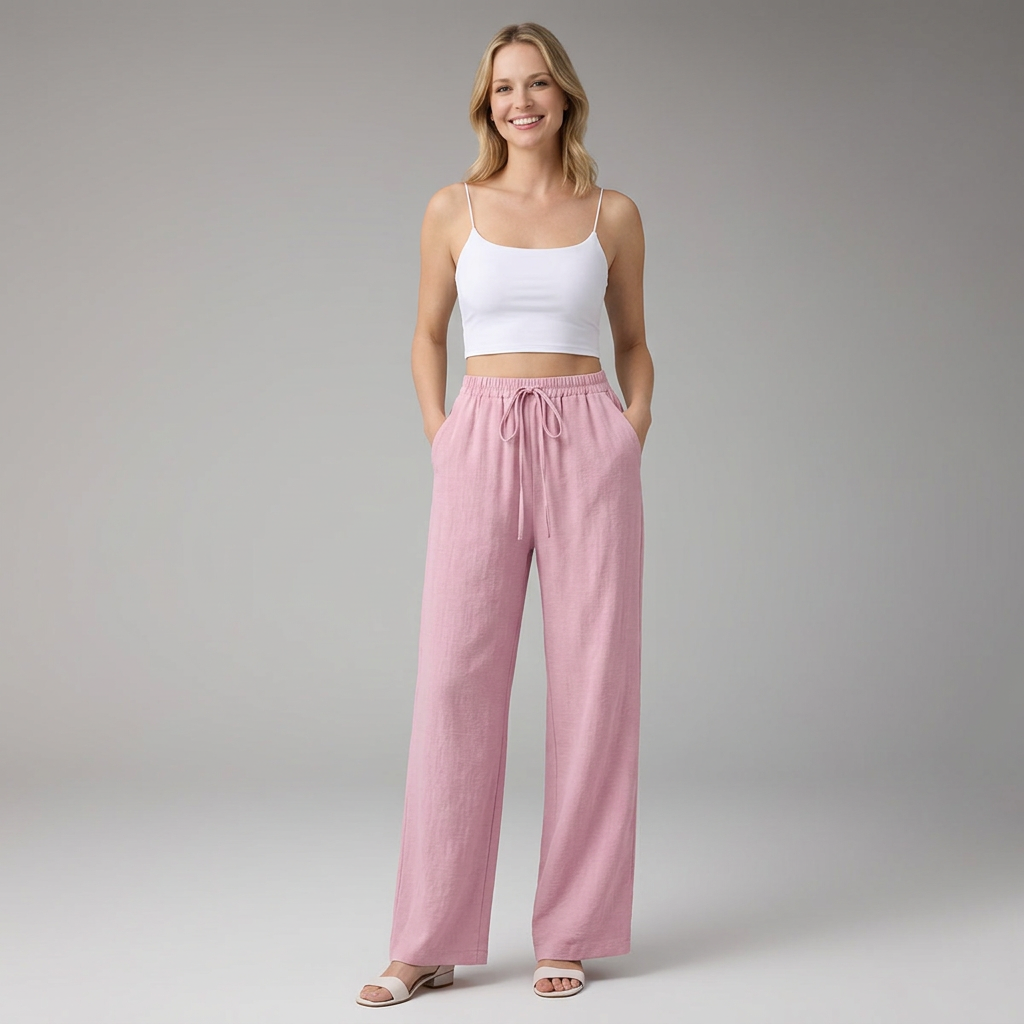 Women’s Trousers with Drawstring Waist and Side Pockets