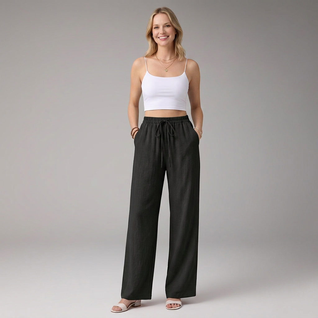 Women’s Trousers with Drawstring Waist and Side Pockets