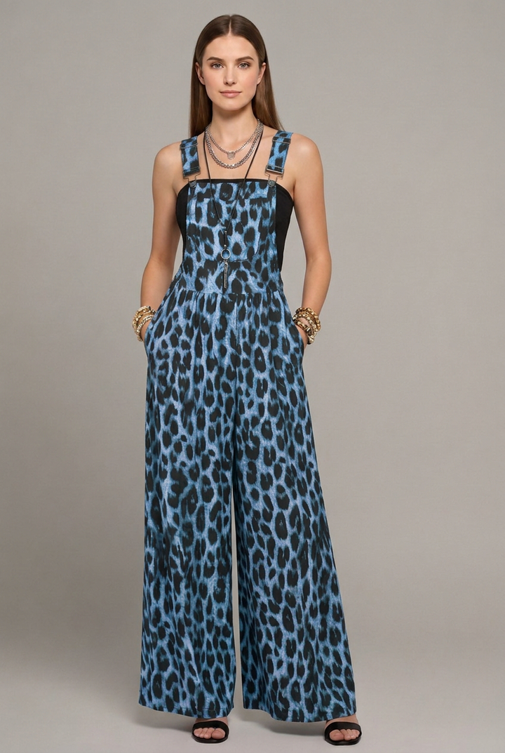 Women's Leopard Jumpsuit with Trendy Print and Relaxed Fit