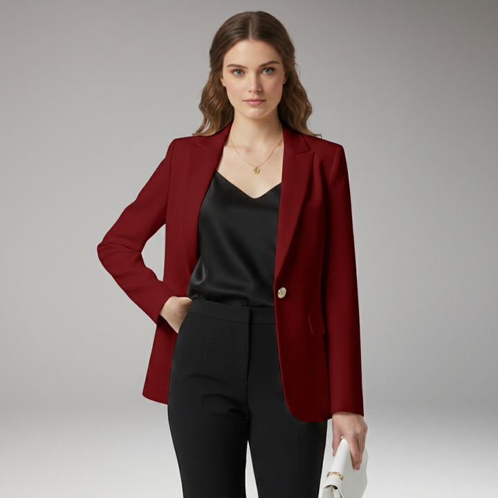 Women’s Blazer with Notched Lapel and Button Closure
