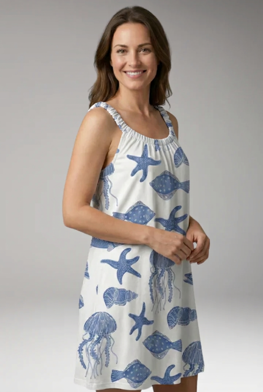 Women’s Beach Dress with Scoop Neck and Side Slit