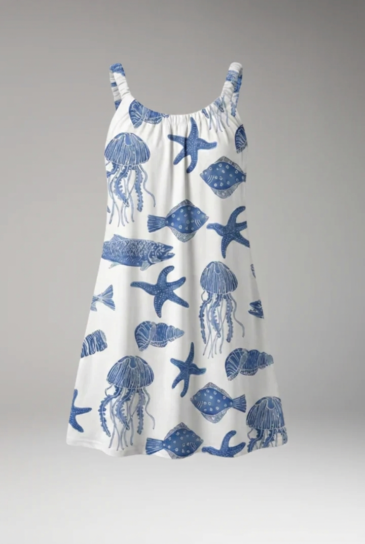 Women’s Beach Dress with Scoop Neck and Side Slit