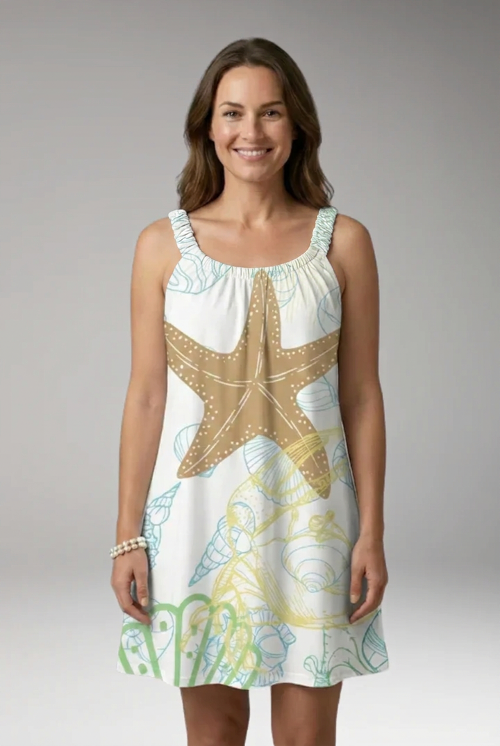 Women’s Beach Dress with Scoop Neck and Side Slit