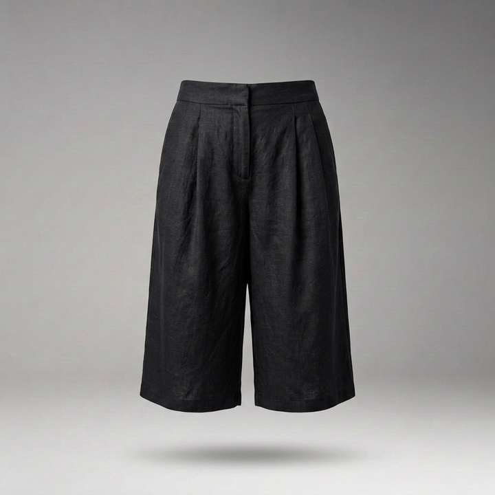 Women’s High-Waisted Shorts with Pleated Front and Belt
