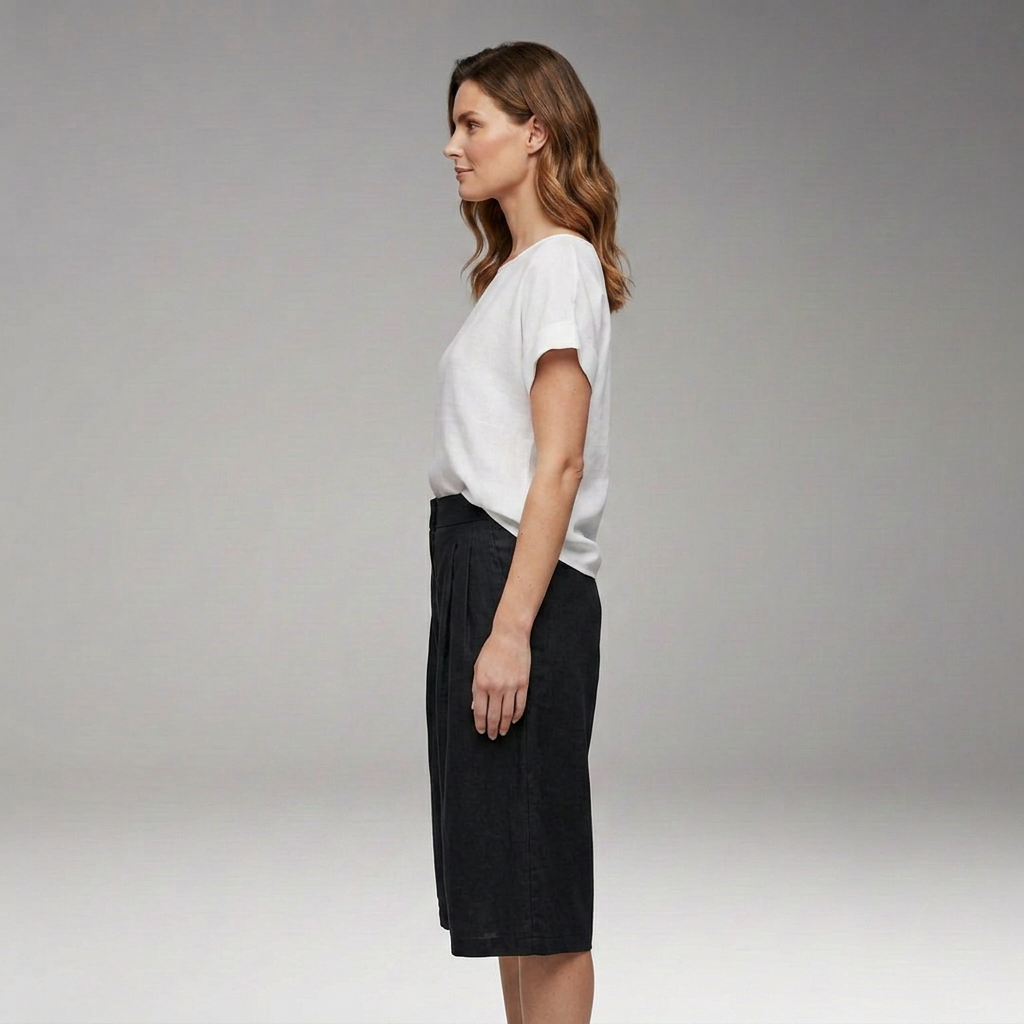 Women’s High-Waisted Shorts with Pleated Front and Belt