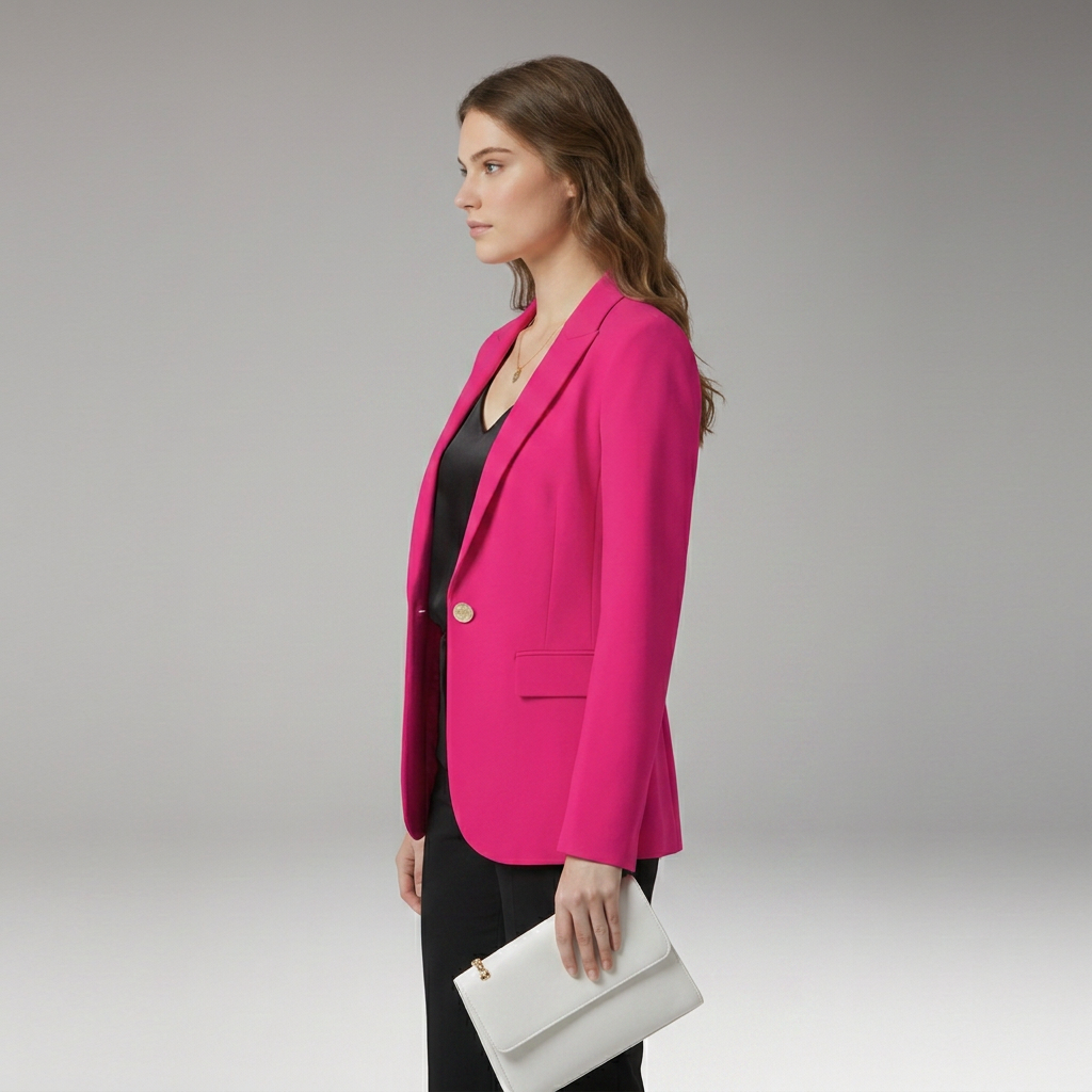 Women’s Blazer with Notched Lapel and Button Closure