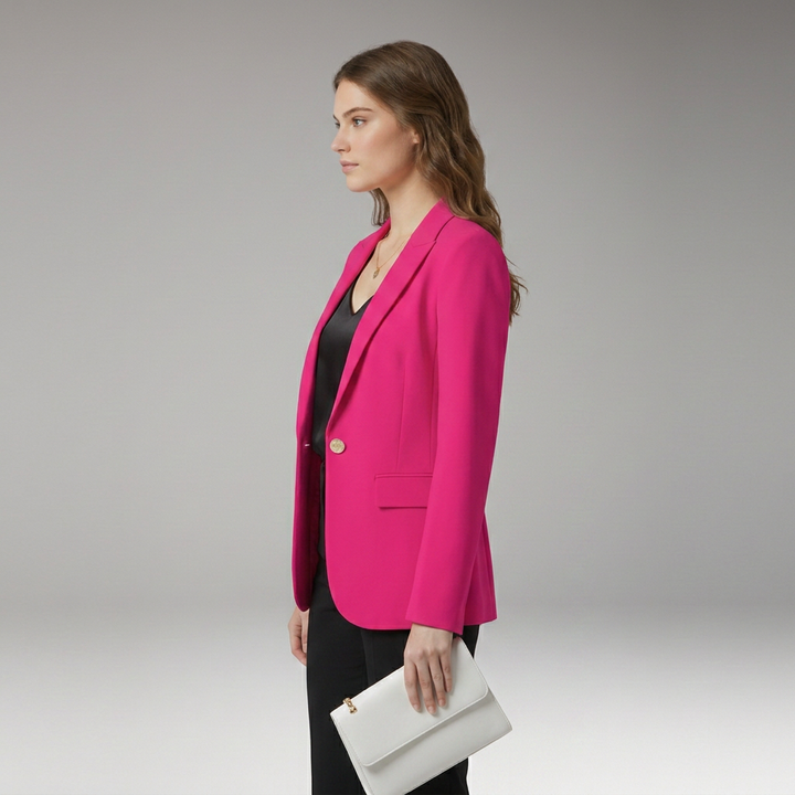 Women’s Blazer with Notched Lapel and Button Closure