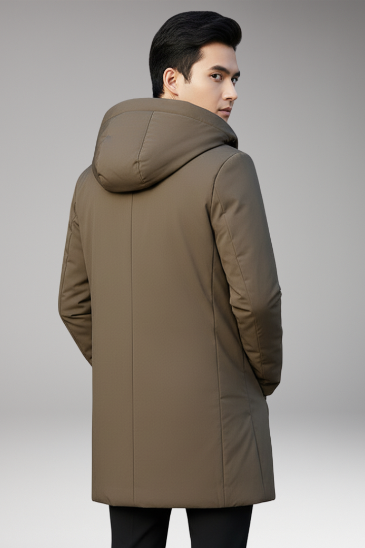 Men's Winter Parka with Hood and Zip Closure