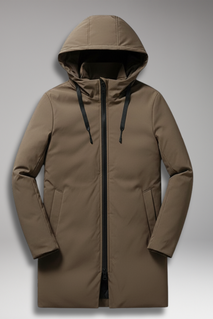 Men's Winter Parka with Hood and Zip Closure