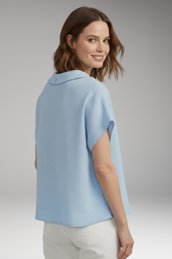 Women's Button Front Blouse with Short Sleeves