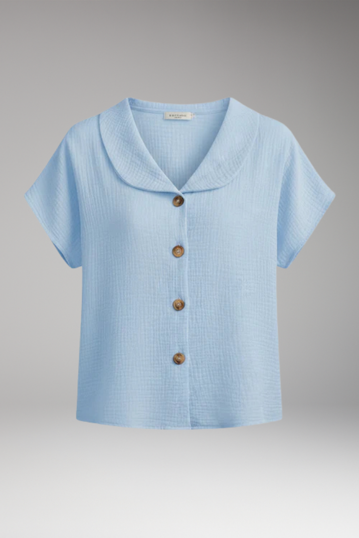 Women's Button Front Blouse with Short Sleeves