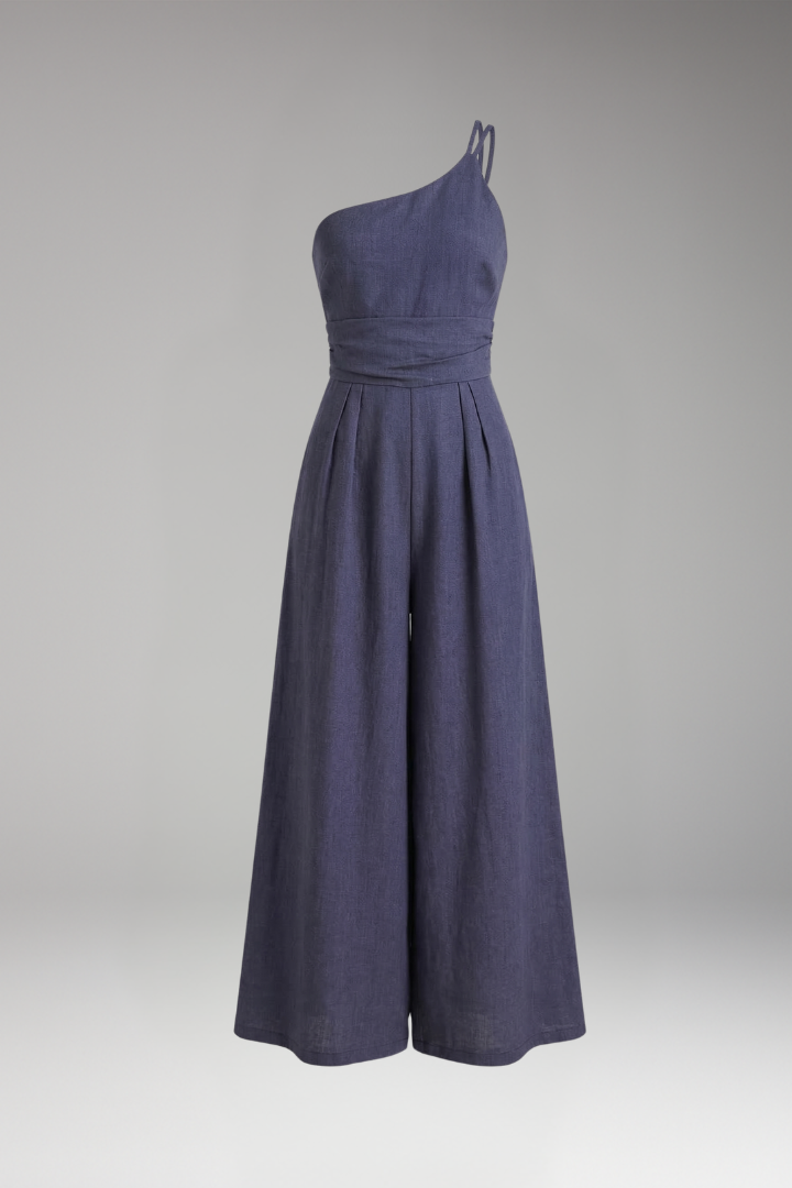 Women’s One Shoulder Jumpsuit with Wide Legs