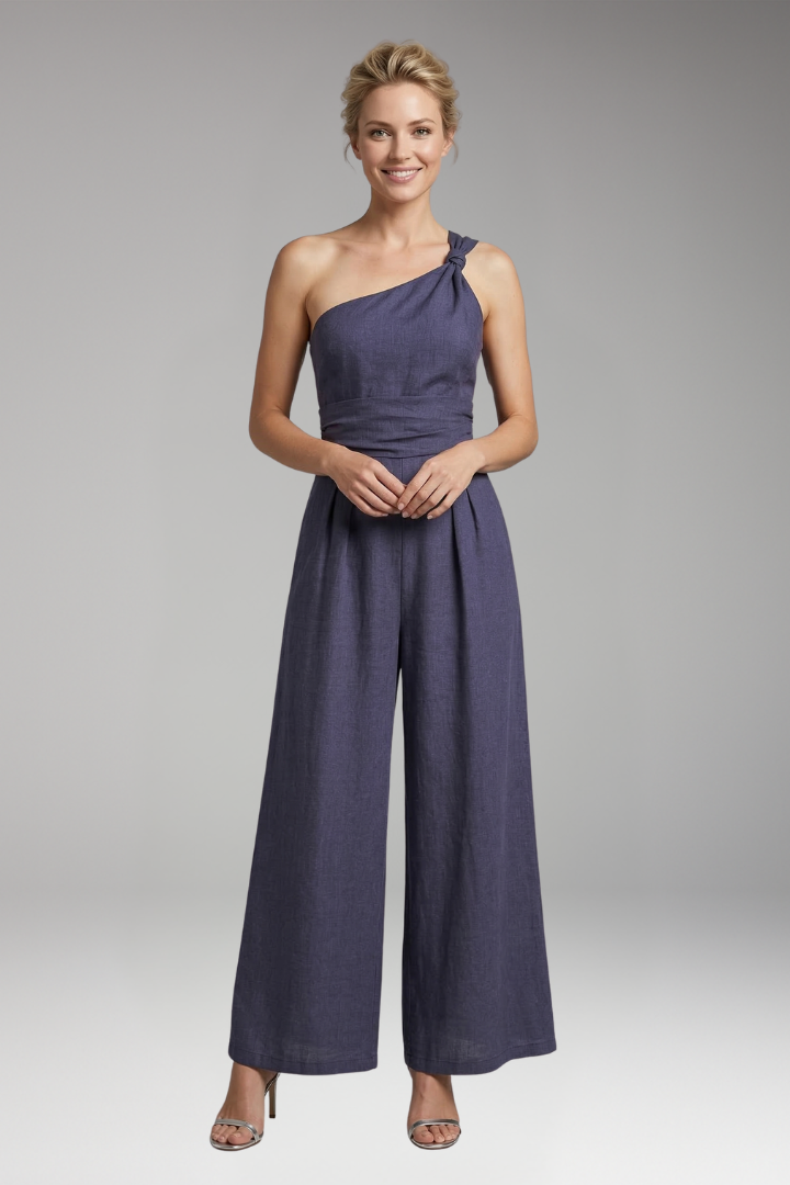 Women’s One Shoulder Jumpsuit with Wide Legs