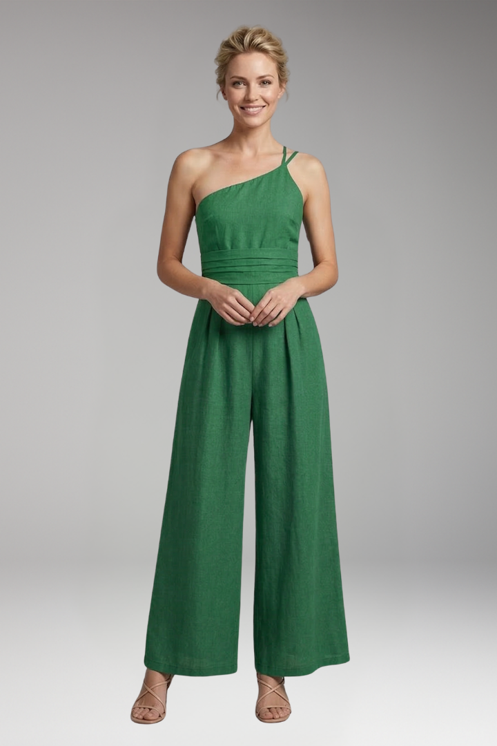 Women’s One Shoulder Jumpsuit with Wide Legs