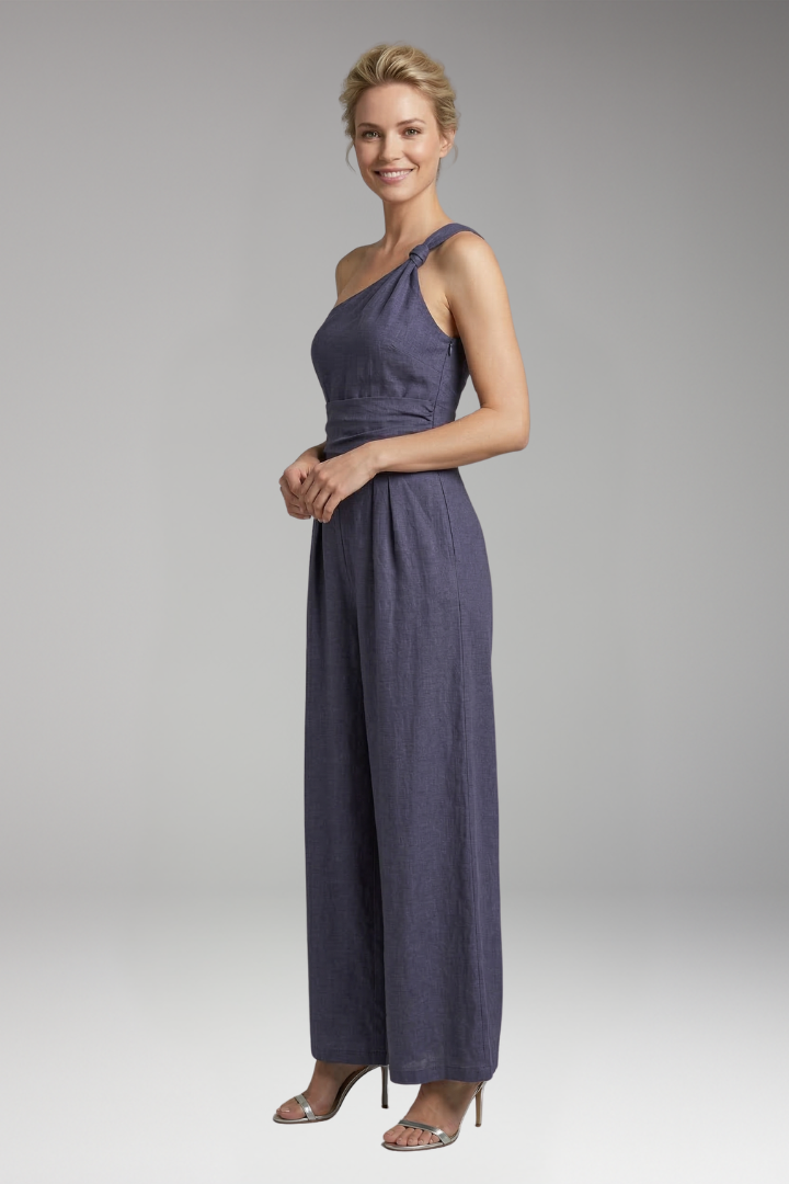 Women’s One Shoulder Jumpsuit with Wide Legs