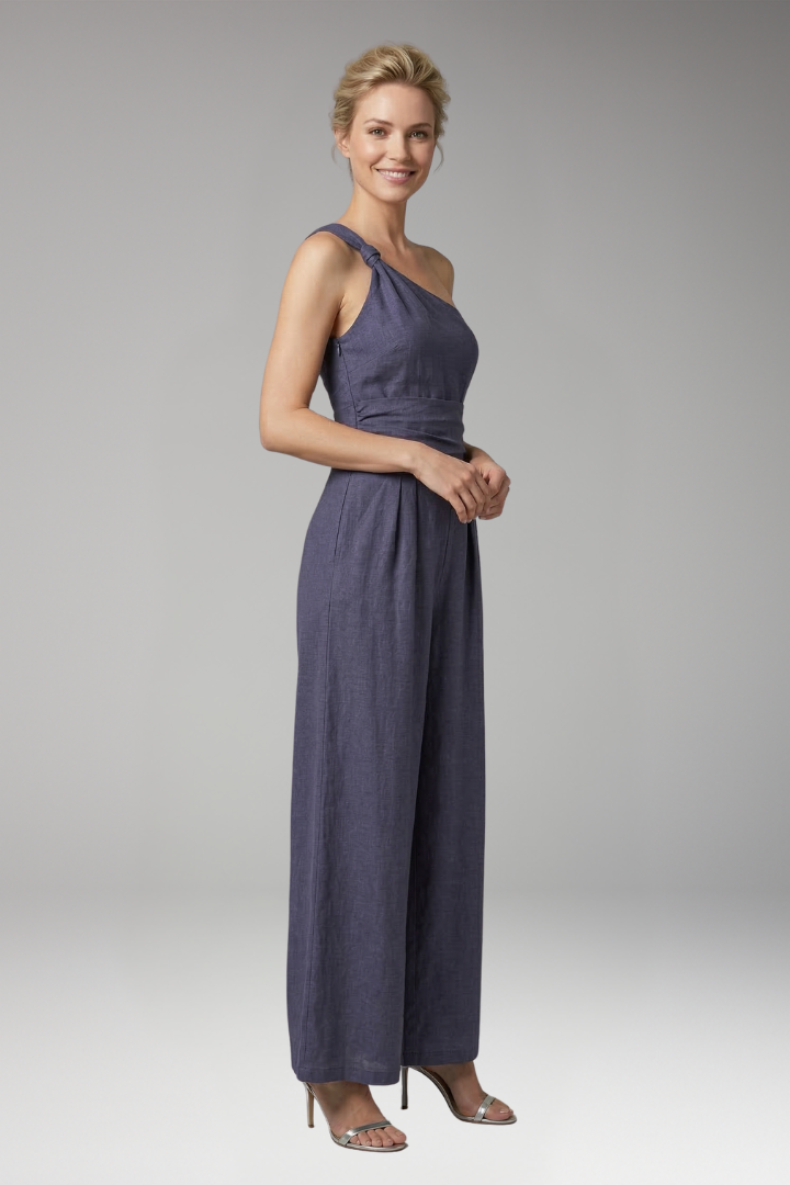 Women’s One Shoulder Jumpsuit with Wide Legs