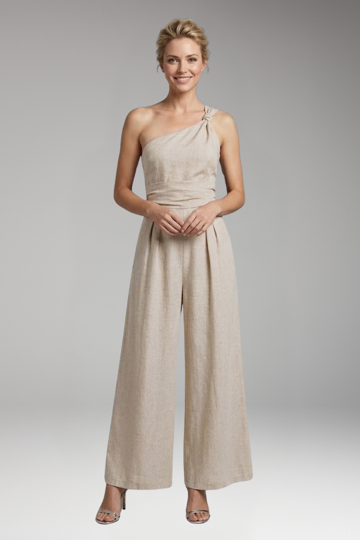 Women’s One Shoulder Jumpsuit with Wide Legs