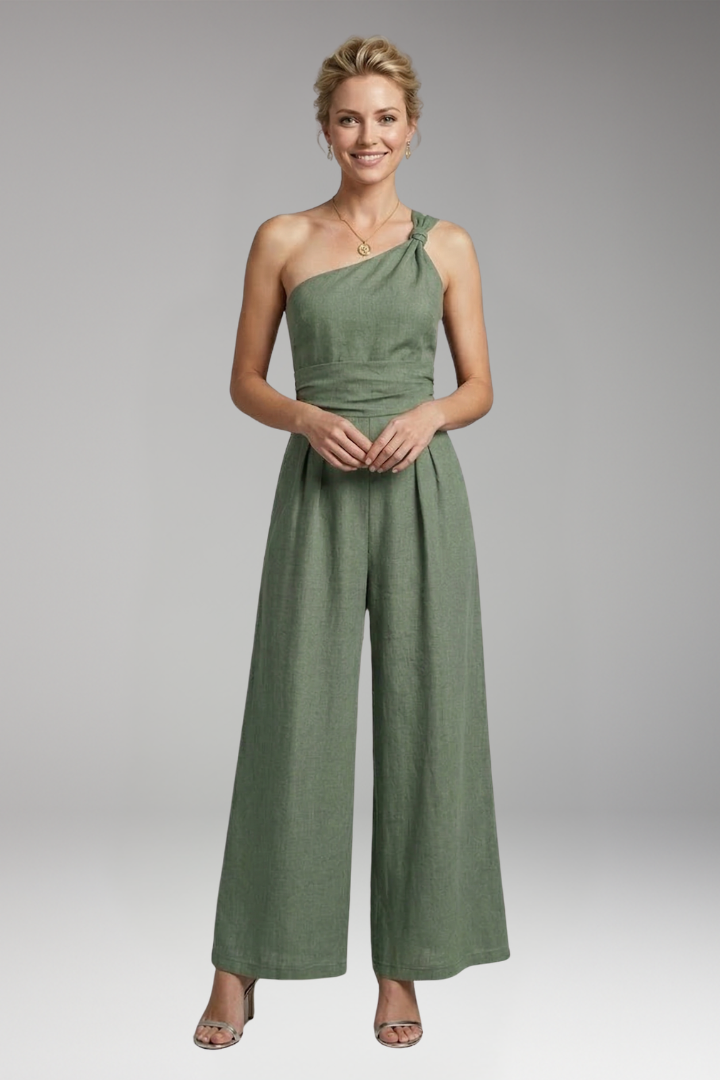 Women’s One Shoulder Jumpsuit with Wide Legs