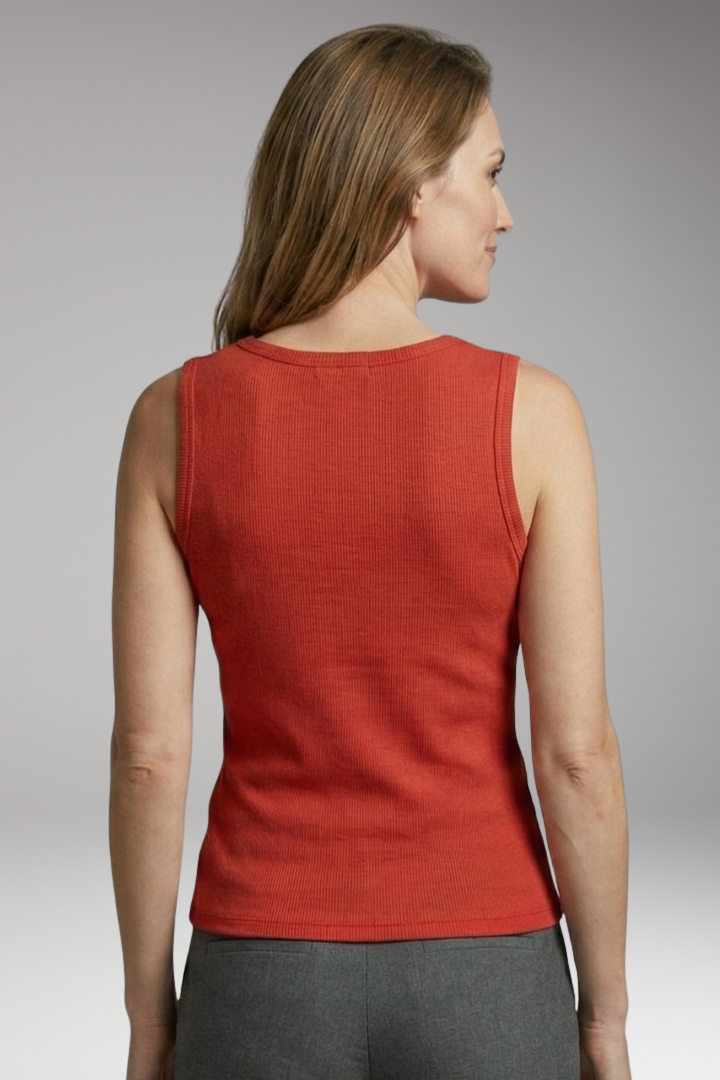 Women’s Sleeveless Top with V-Neck and Plain Surface