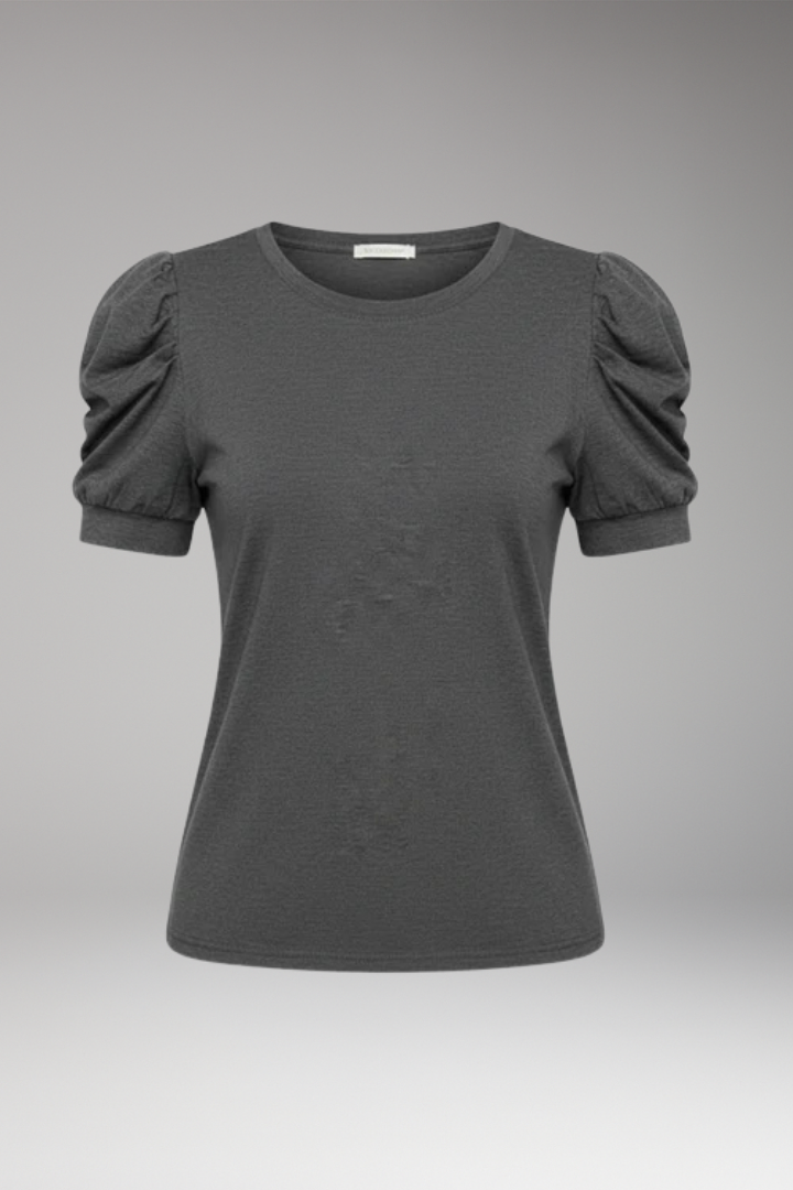 Women’s T-Shirt with Round Neck and Puff Sleeves