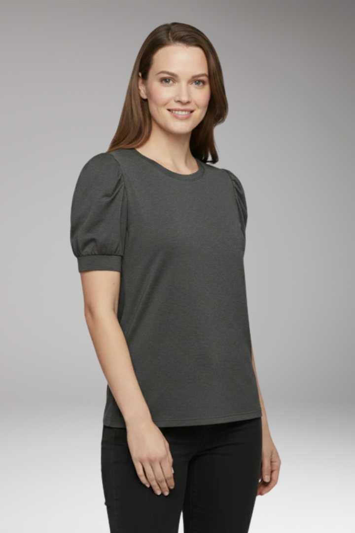 Women’s T-Shirt with Round Neck and Puff Sleeves