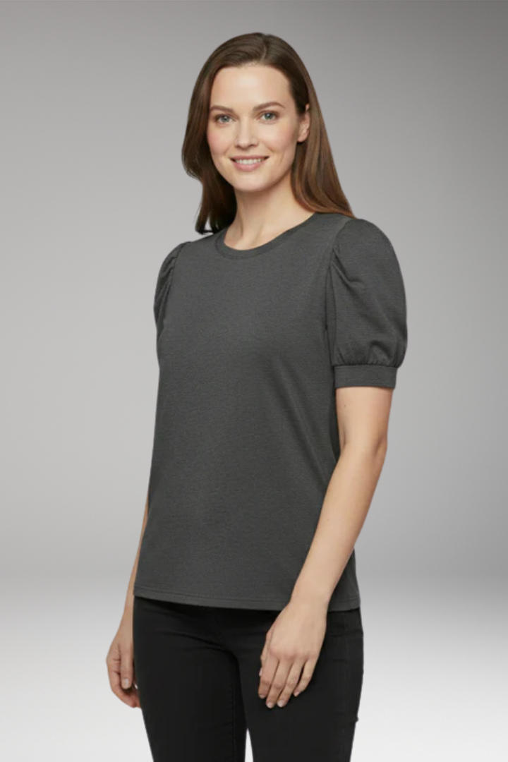 Women’s T-Shirt with Round Neck and Puff Sleeves