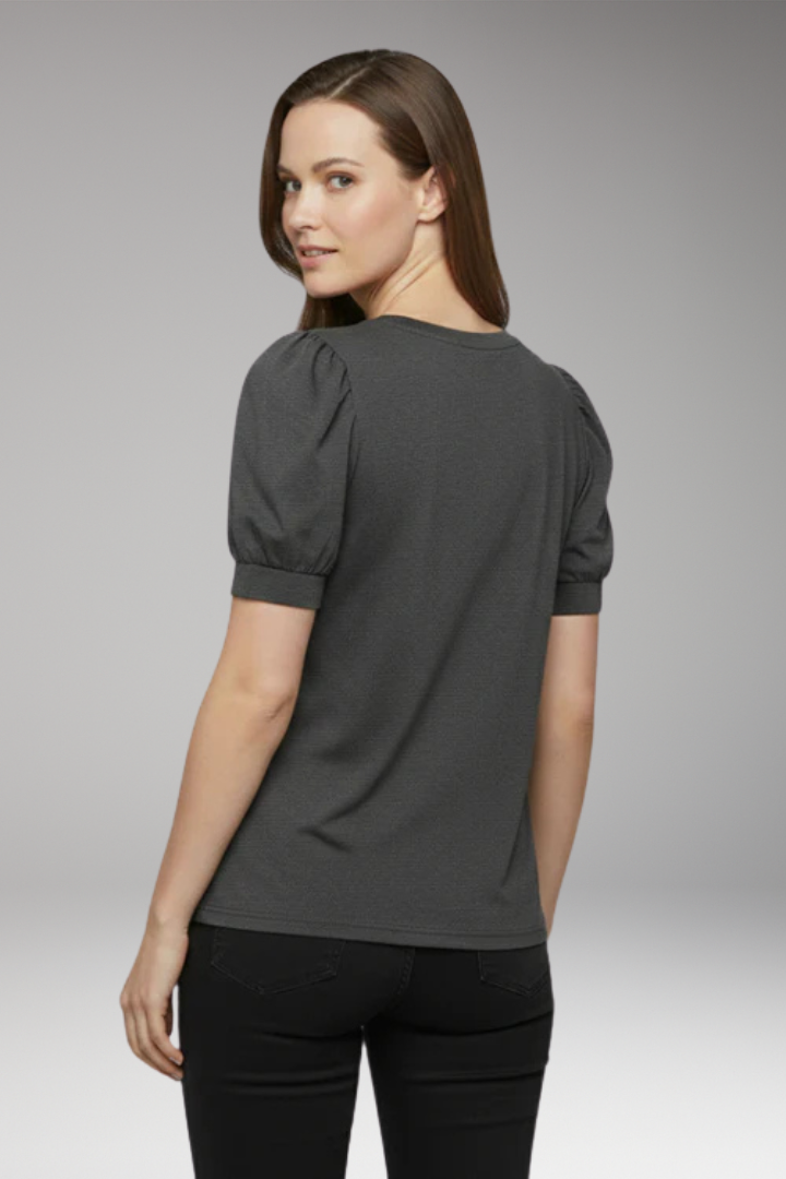 Women’s T-Shirt with Round Neck and Puff Sleeves