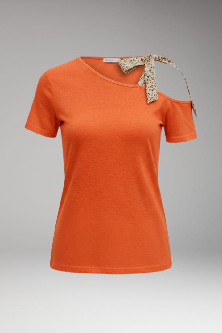 Women's Top with Asymmetric Neckline and Shoulder Cutout