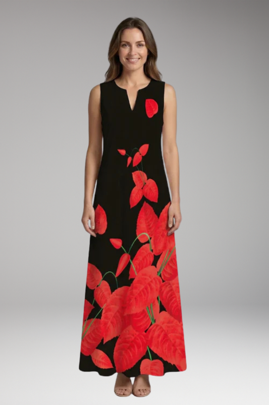 Women's A-Line Dress with Open Collar and Butterfly Print