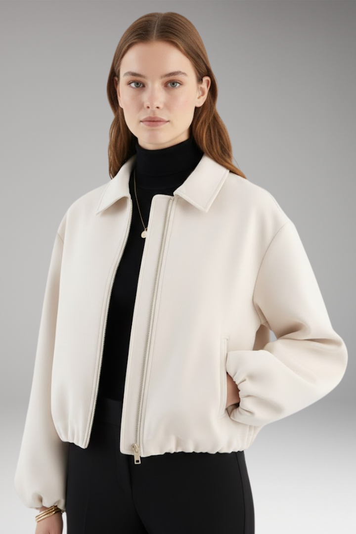 Women’s Autumn Jacket with Lapel and Long Sleeves