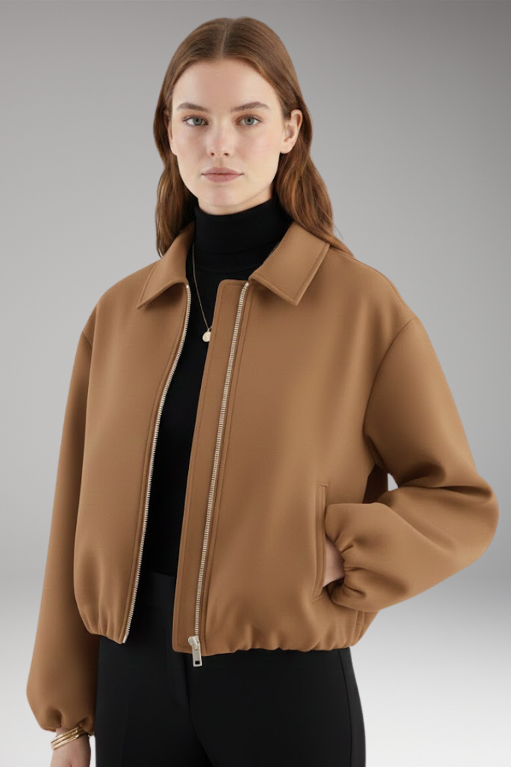 Women’s Autumn Jacket with Lapel and Long Sleeves