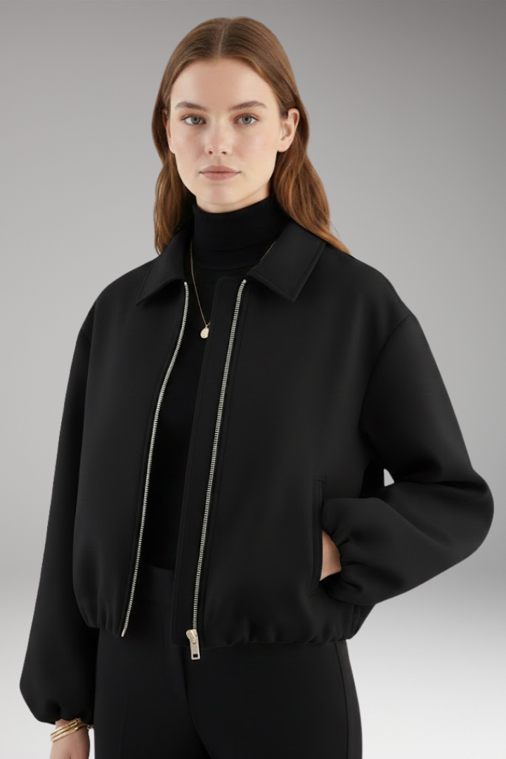 Women’s Autumn Jacket with Lapel and Long Sleeves