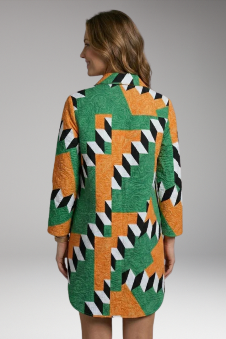 Women’s Beach Dress with Button-Down and Abstract Print