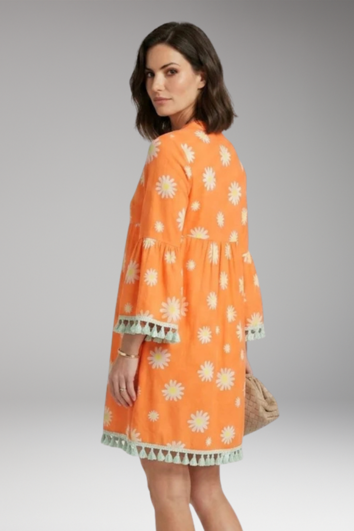 Women’s Beach Dress with V-Neck and Tassel Embellishments