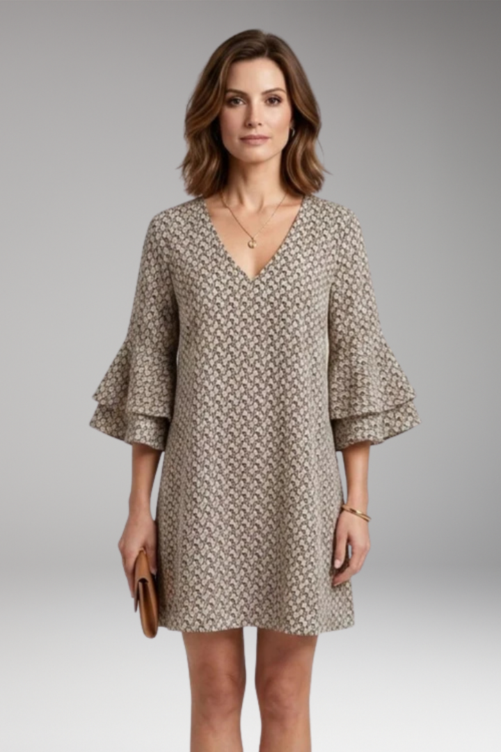 Women’s Beach Dress with V‑Neck and Voluminous Sleeves