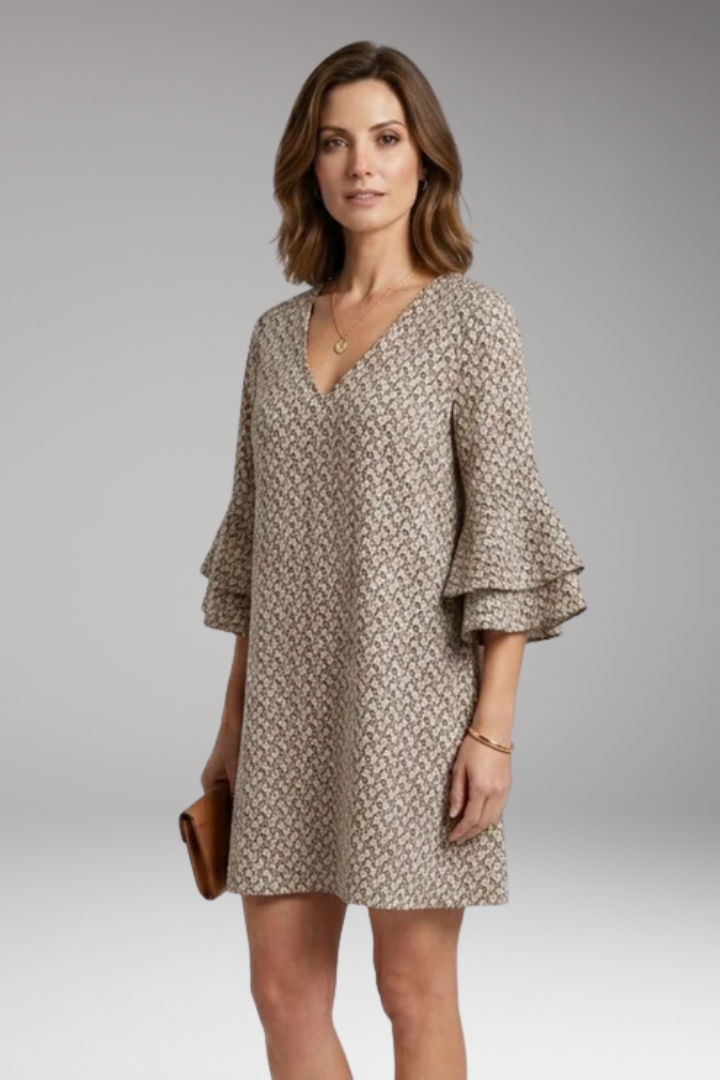 Women’s Beach Dress with V‑Neck and Voluminous Sleeves