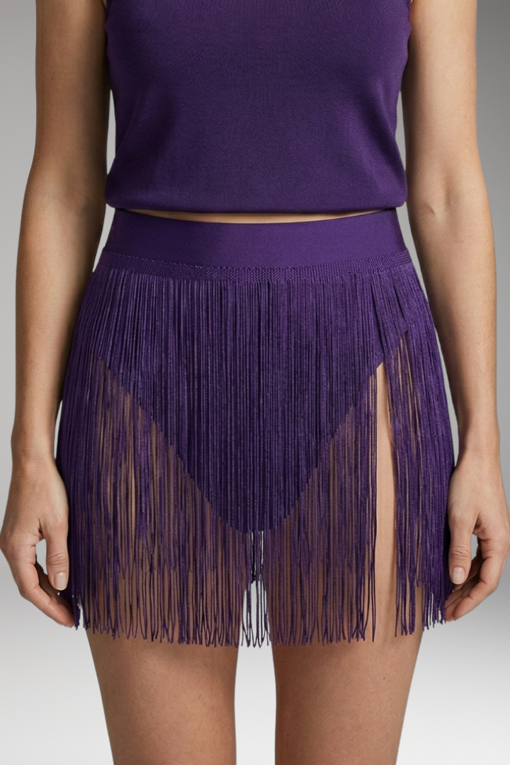 Women’s Bikini Cover-Up Skirt with High Waist and Fringes