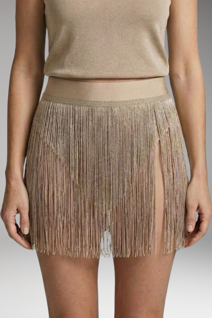 Women’s Bikini Cover-Up Skirt with High Waist and Fringes