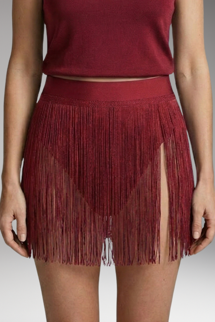 Women’s Bikini Cover-Up Skirt with High Waist and Fringes