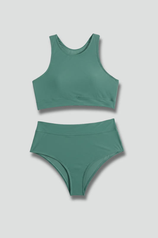 Women’s Bikini Set with Bustier Top and High-Waisted Bottoms