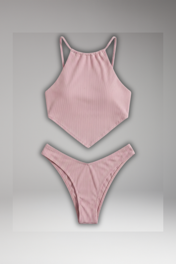 Women's Bikini Set with Halter Neck and High-Cut Bottom