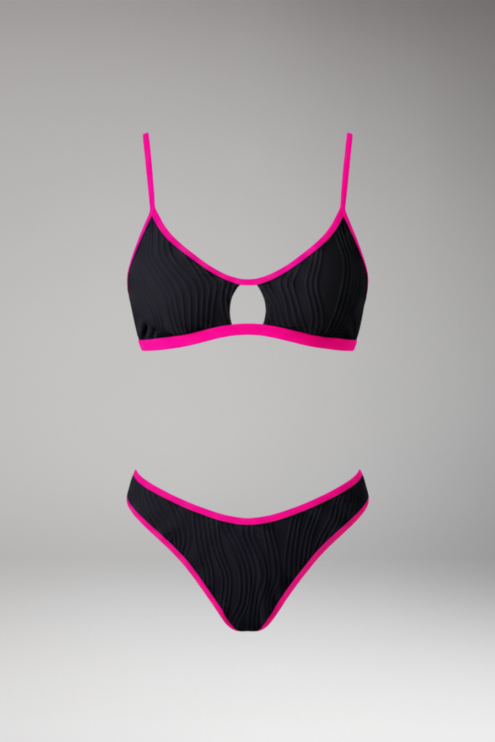 Women's Bikini Set with Keyhole Design and High-Waisted Bottom