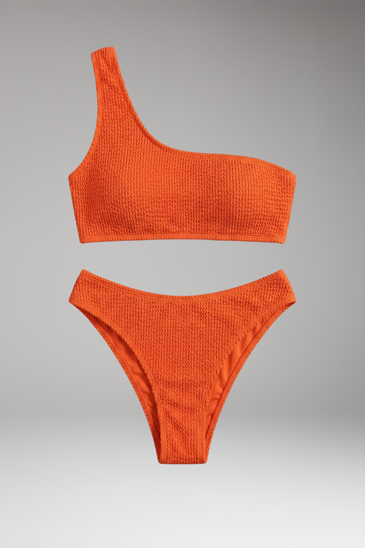 Women's Bikini Set with One-Shoulder Top and High-Waisted Bottom