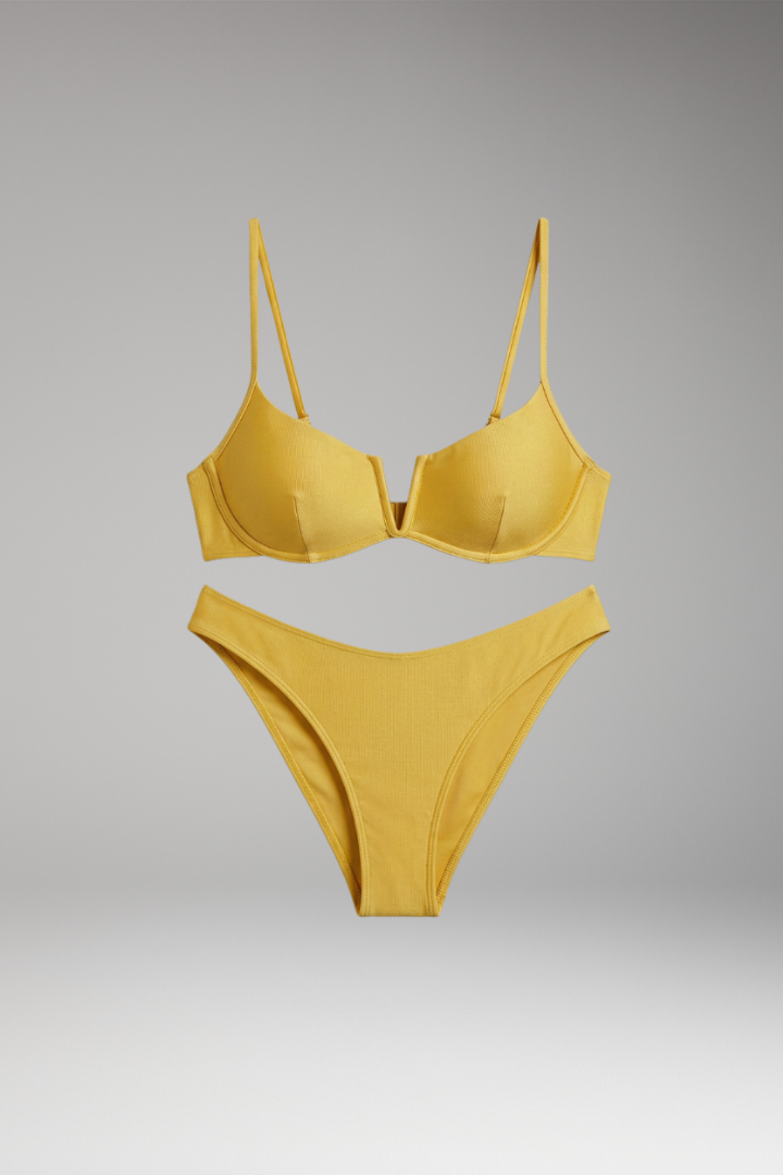 Women's Bikini Set with Push-Up Top and High-Waisted Bottom