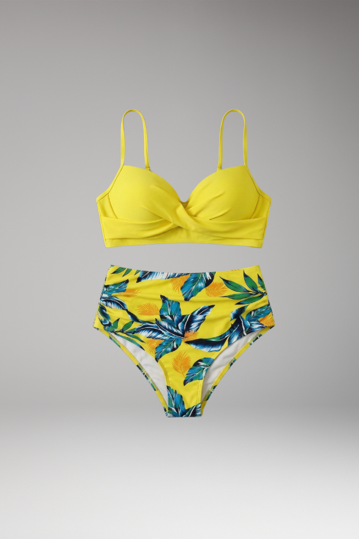Women's Bikini Set with Push-up Top and High-Waisted Bottoms