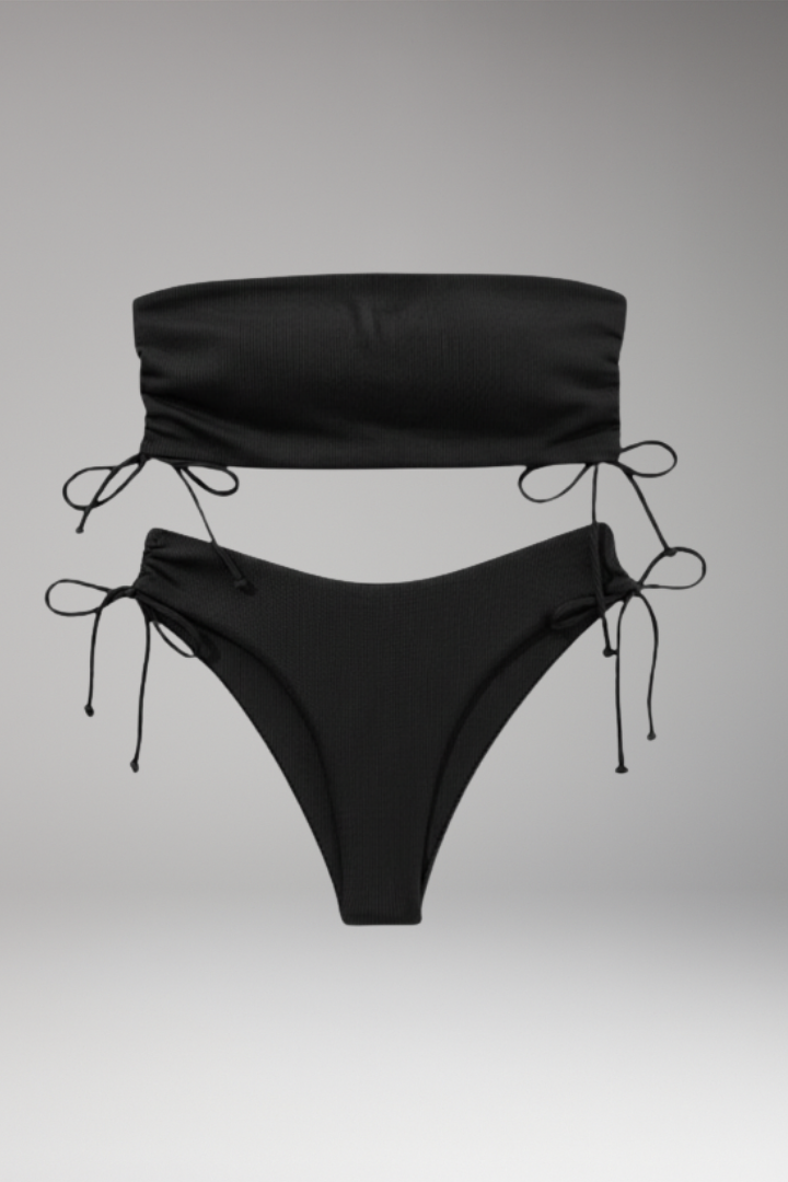 Women’s Bikini Set with Strapless Tube Top and High-Waisted Bottom