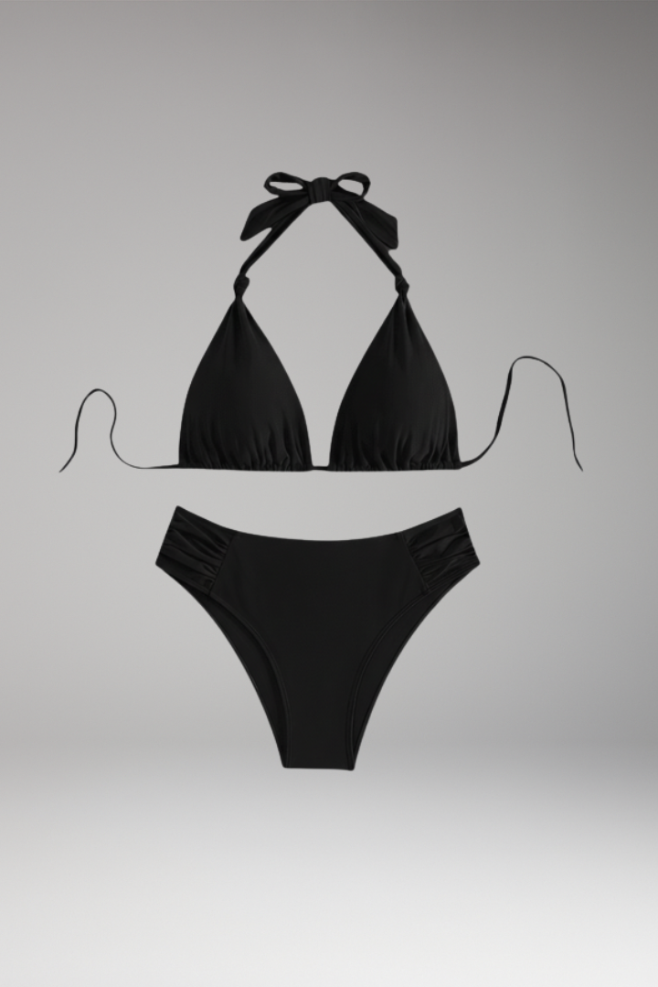 Women’s Bikini Set with Triangle Top and High-Waisted Bottoms