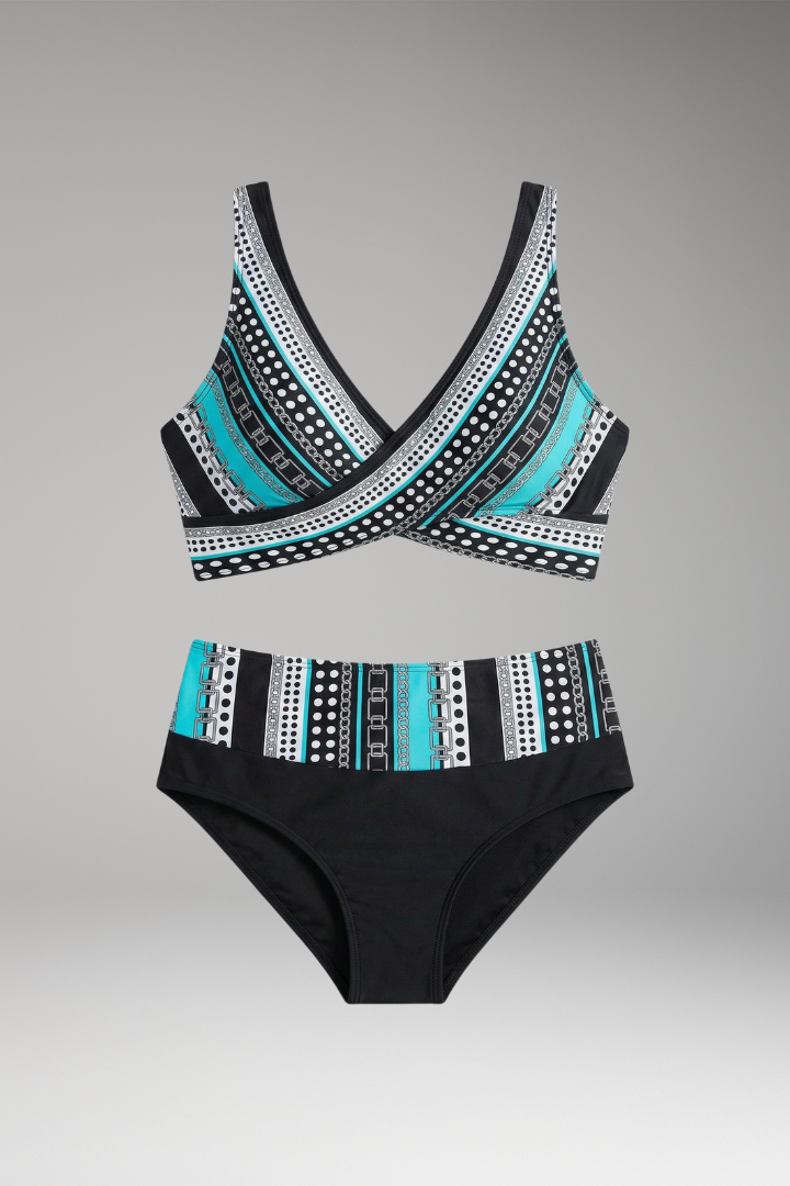 Women’s Bikini Set with Wrap-Style Top and High-Waisted Bottom