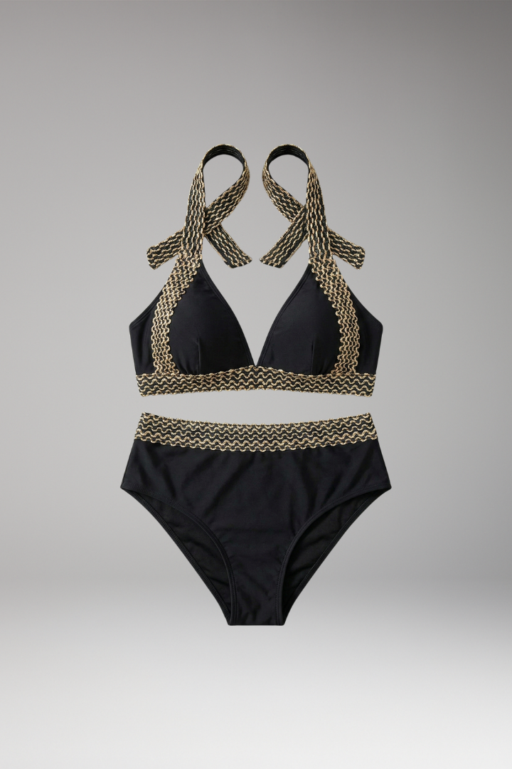 Women’s Bikini with Halter Neck and High-Waisted Bottoms