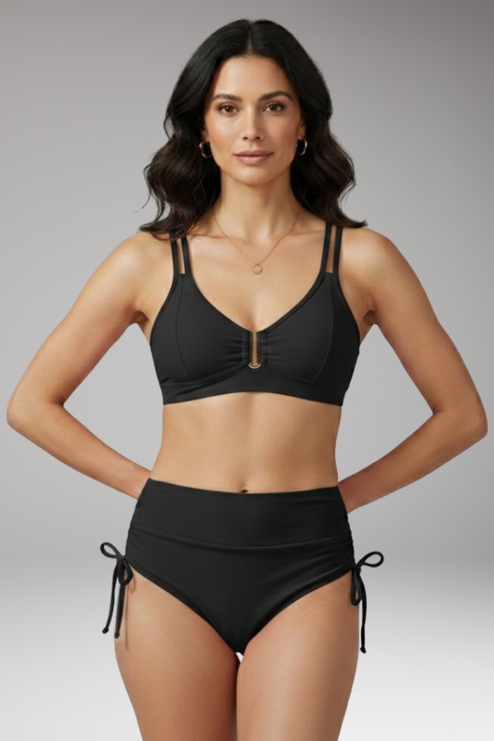 Women's Bikini with High-Waisted Fit and Adjustable Tie-Sides